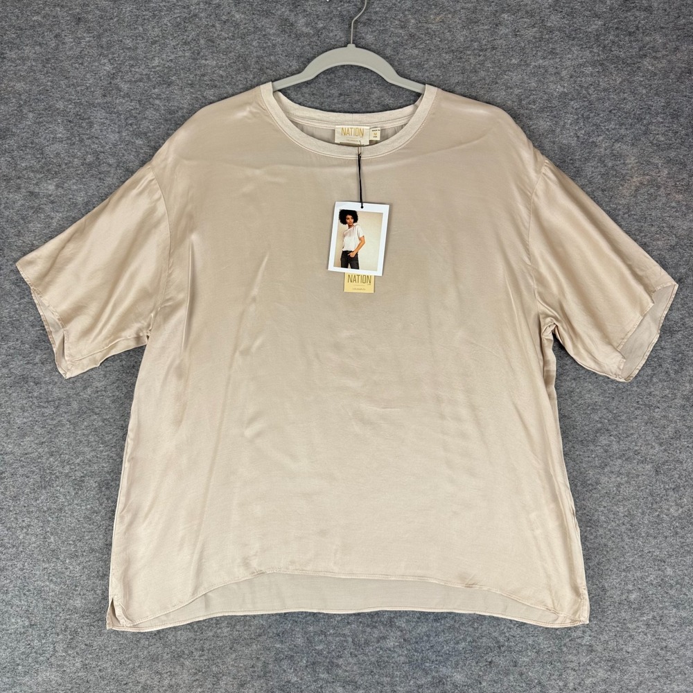 Nation LTD Allison Oversized Tee Viscose Champagne Womens Medium M *